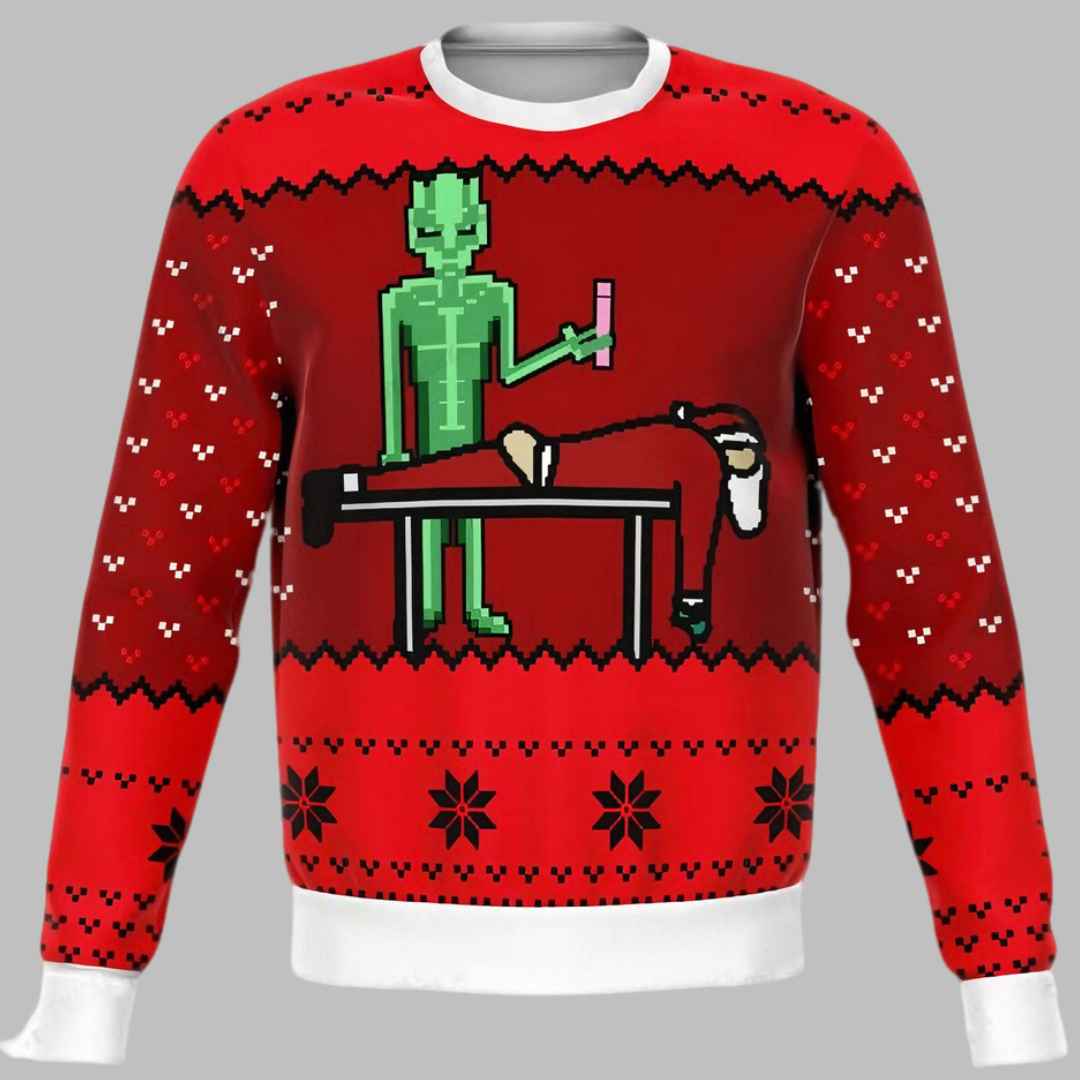 Alien And Santa Dildo Funny Christmas Ugly Christmas Sweater – Moonbestprint