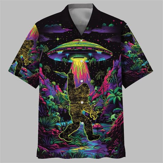 Alien Bigfoot Night Hawaiian Shirt - Moonbestprint