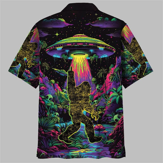 Alien Bigfoot Night Hawaiian Shirt - Moonbestprint