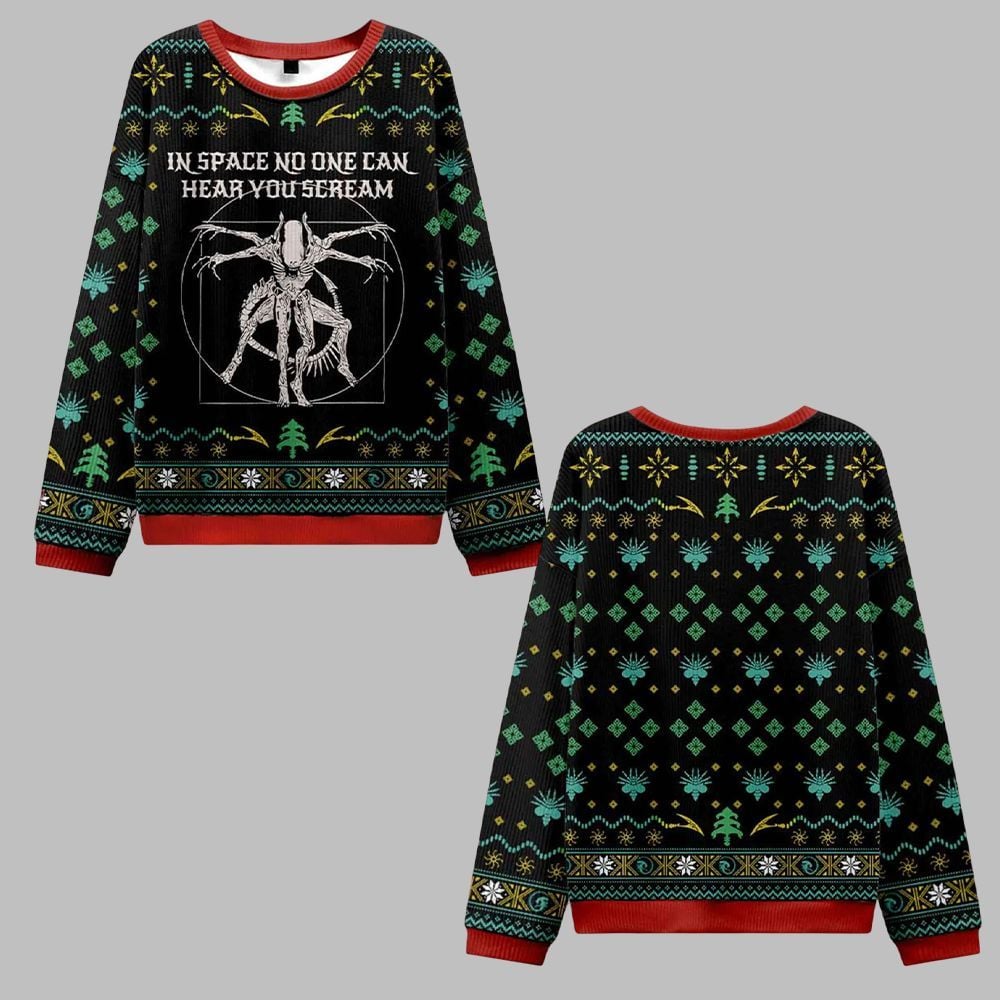 Alien In Space No One Can Hear You Scream Ugly Sweater 2026 Christmas - Moonbestprint