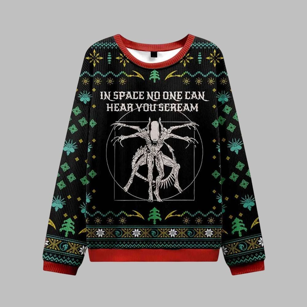 Alien In Space No One Can Hear You Scream Ugly Sweater 2026 Christmas - Moonbestprint