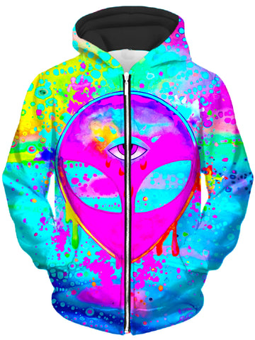 Alien Melt Pink Unisex Zip-Up Hoodie -Moonbestprint