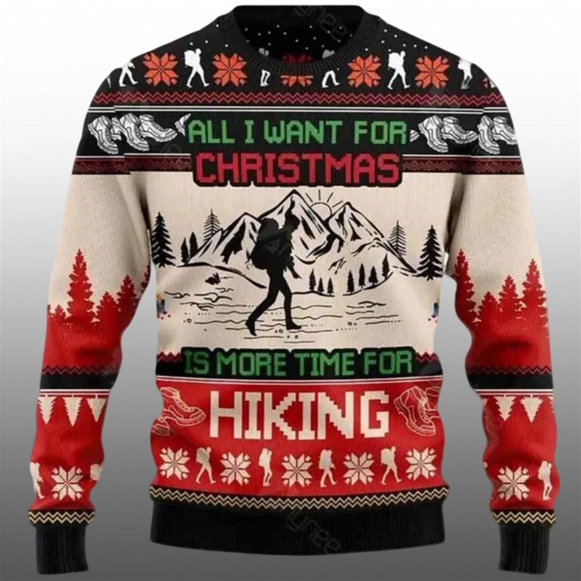 All I Need For Christmas Is Hiking Ugly Sweater 2026 Christmas - Moonbestprint