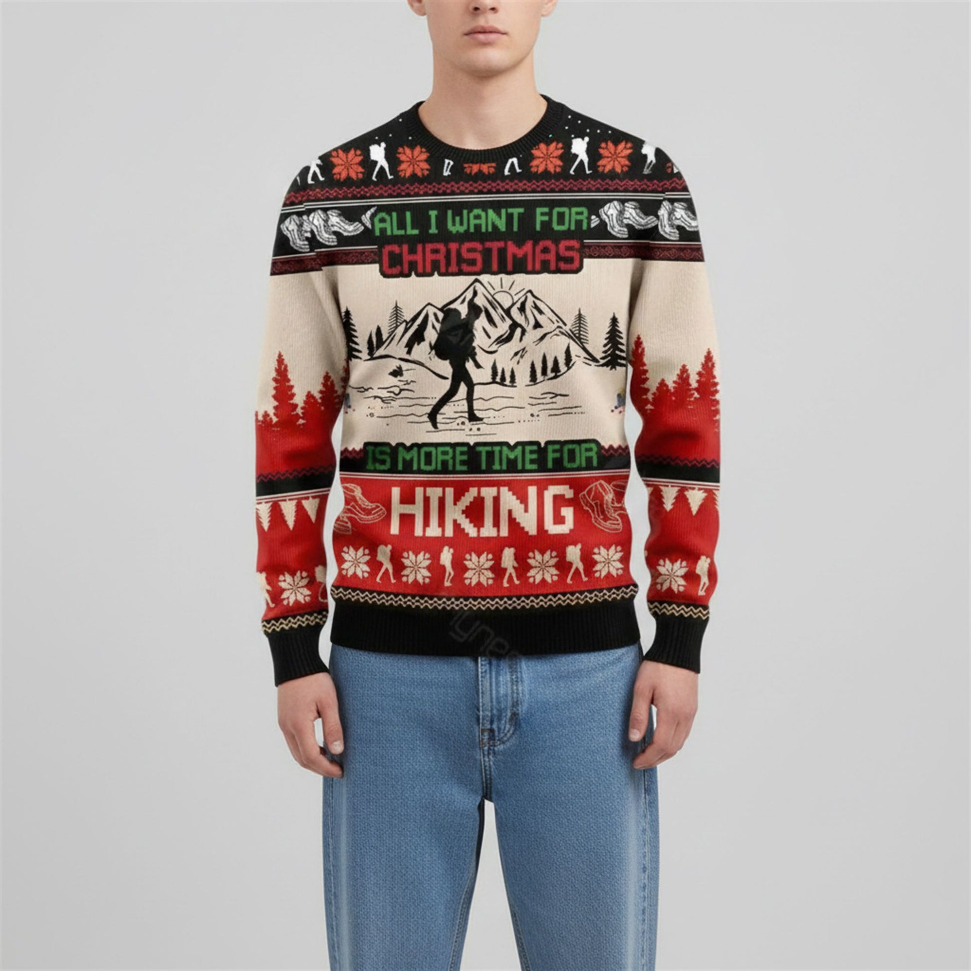 All I Need For Christmas Is Hiking Ugly Sweater 2026 Christmas - Moonbestprint