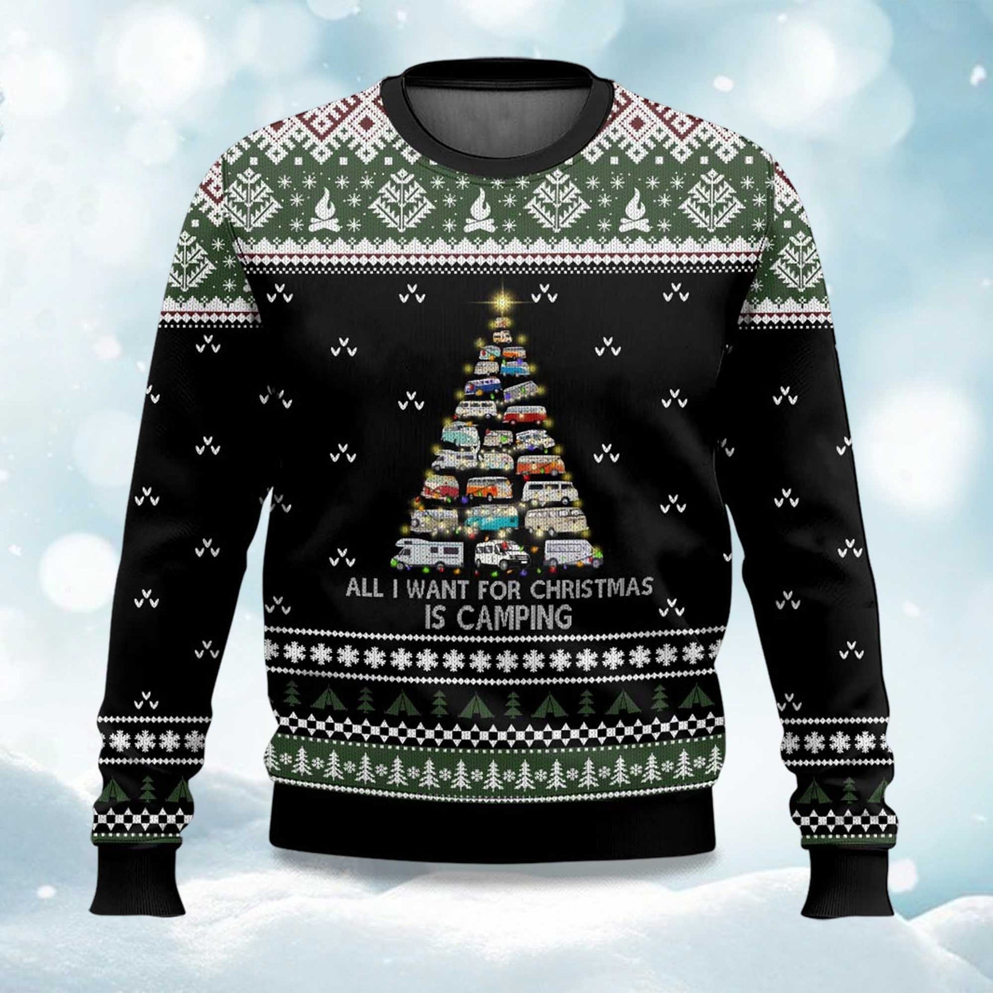 2026 All I Want For Christmas Is Camping Ugly Christmas Sweater Moonbestprint