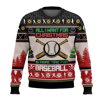 All I Want For Christmas Is More Time For Baseball Ugly Christmas Sweater 2025 – Moonbestprint