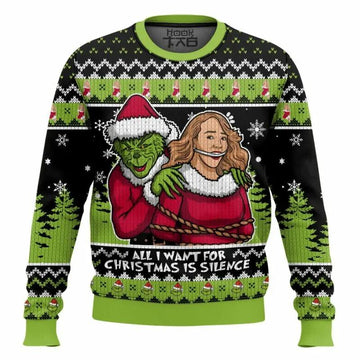 All I want is Silence! Grinch Ugly Sweater, Grinch Holiday Sweater Moonbestprint