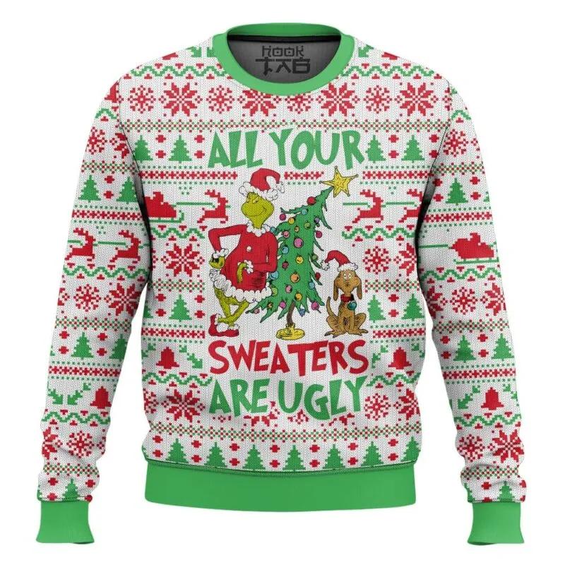 All Your Sweater Are Ugly Grinch Christmas Ugly Sweater, Grinch Holiday Sweater Moonbestprint