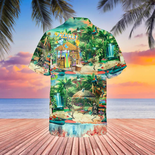 Aloha Skull Village Hawaiian Shirt, Hawaiian Button Up Shirt, Aloha Shirts Moonbestprint