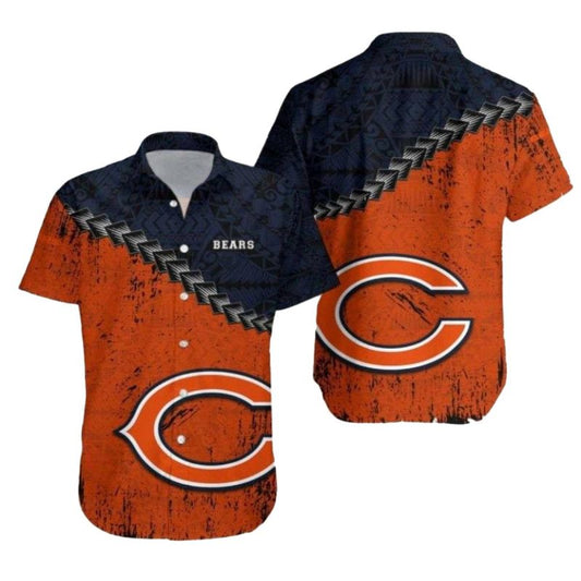 Aloha Spirit Chicago Bears Orange Wave Hawaiian Shirt - Moonbestprint