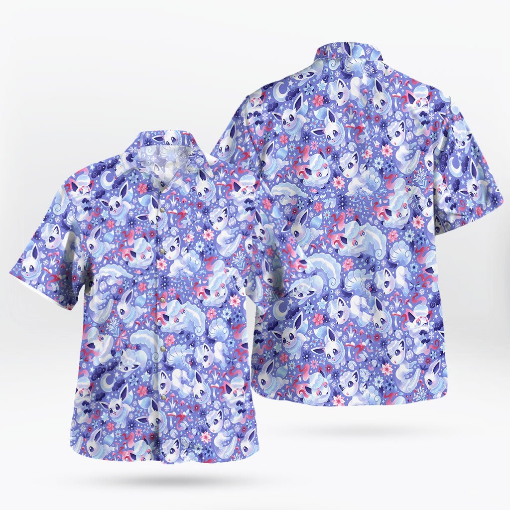 Alolan Vulpix Aloha Anime Hawaiian Shirt Chill and Cute – Moonbestprint