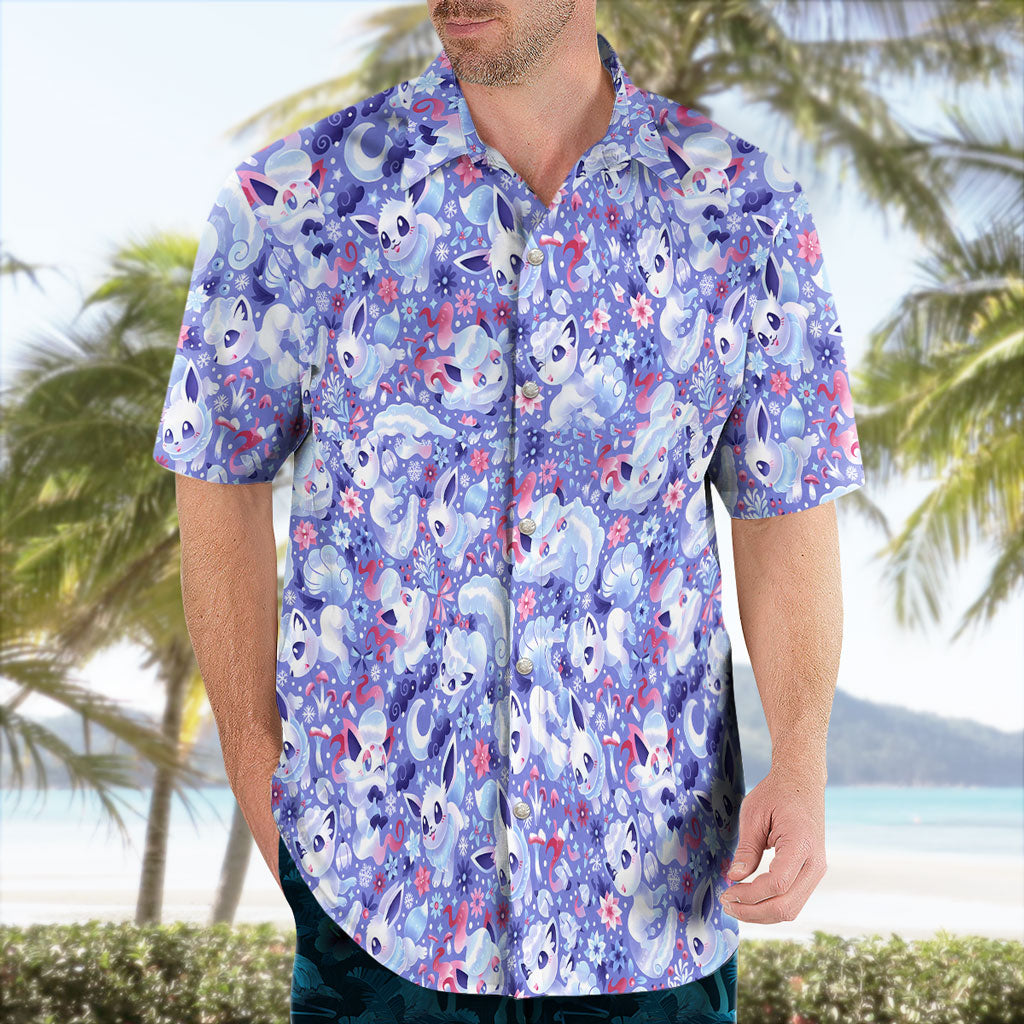 Alolan Vulpix Aloha Anime Hawaiian Shirt Chill and Cute – Moonbestprint