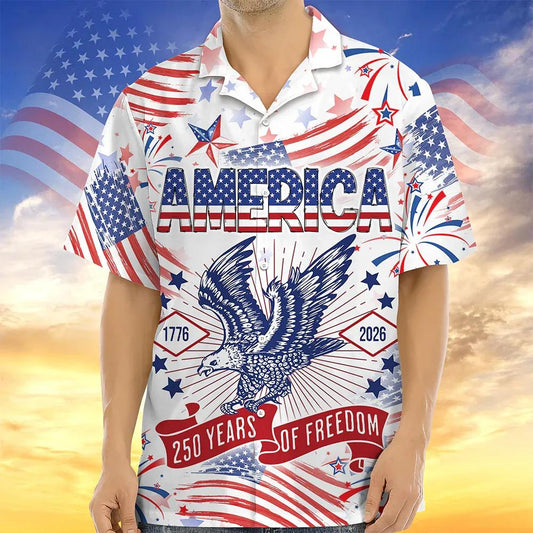 America 250 Years Of Freedom Hawaiian Shirt, 250th Anniversary Gift Moonbestprint