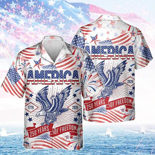 America 250 Years Of Freedom Hawaiian Shirt, 250th Anniversary Shirt, 250th Anniversary Gift Moonbestprint