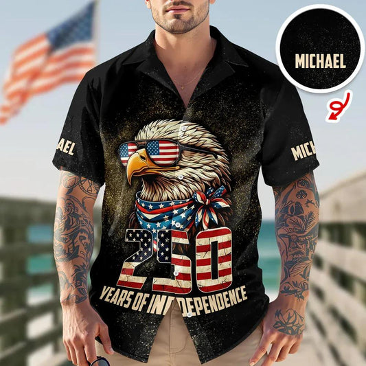 America's 250 Years Anniversary Custom Name Hawaii Shirt Personalized Patriotic Gift, 250th Anniversary Gift Moonbestprint