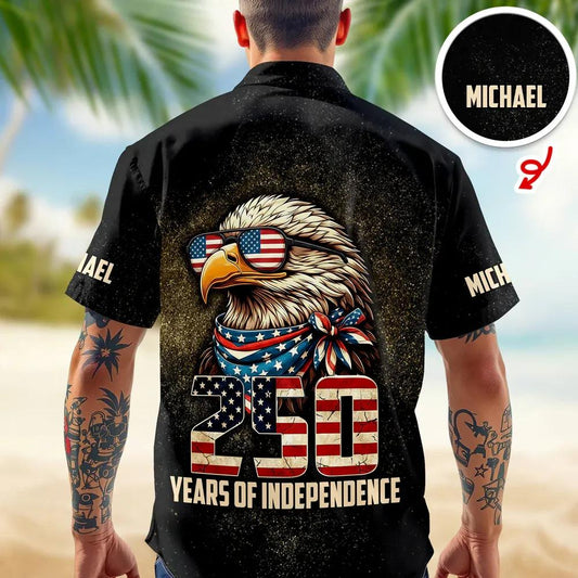 America's 250 Years Anniversary Custom Name Hawaii Shirt Personalized Patriotic Gift, 250th Anniversary Gift Moonbestprint
