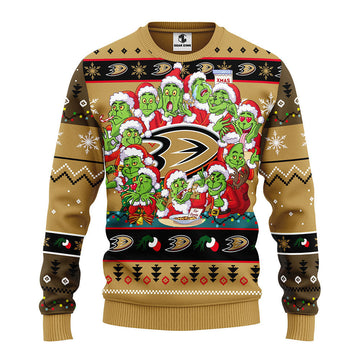 Anaheim Ducks 12 Grinch Xmas Day Ugly Christmas Sweater, Grinch Xmas Sweater Moonbestprint