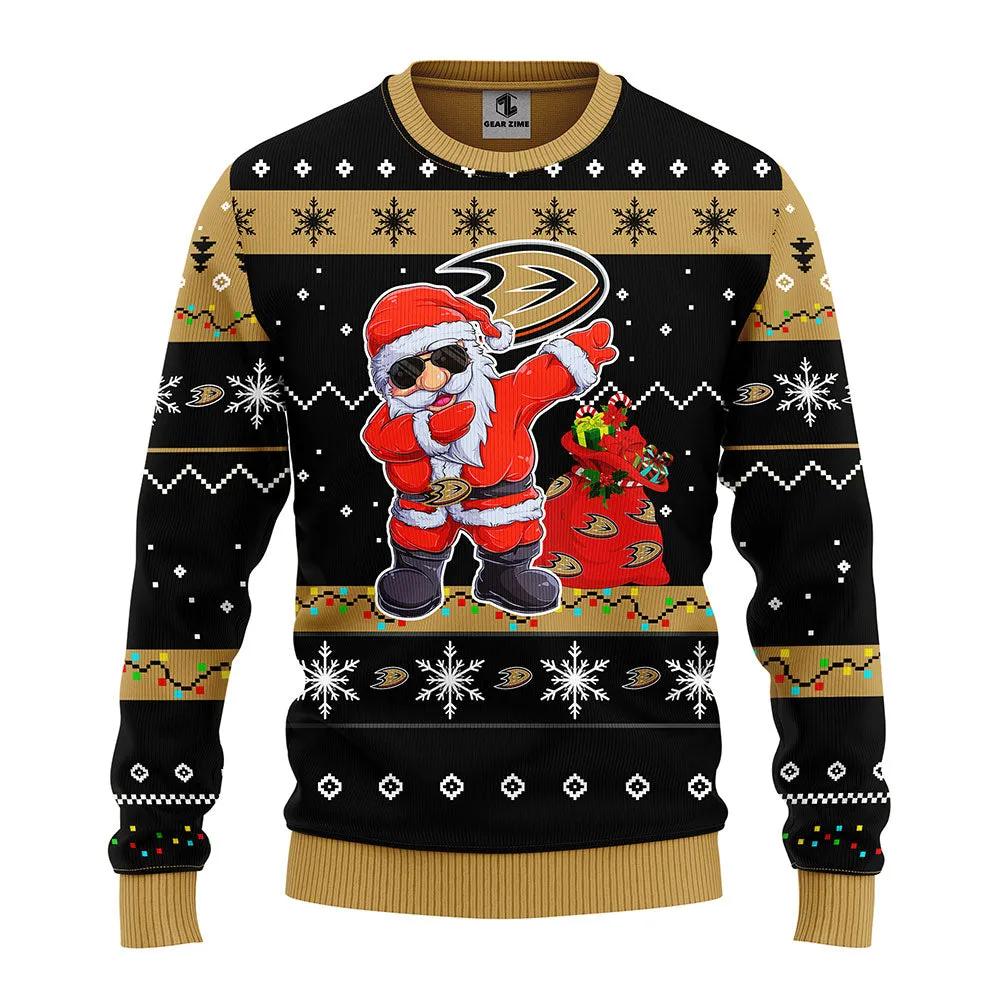 Anaheim Ducks Dabbing Santa Claus Ugly Christmas Sweater, NHL Christmas Sweater Moonbestprint