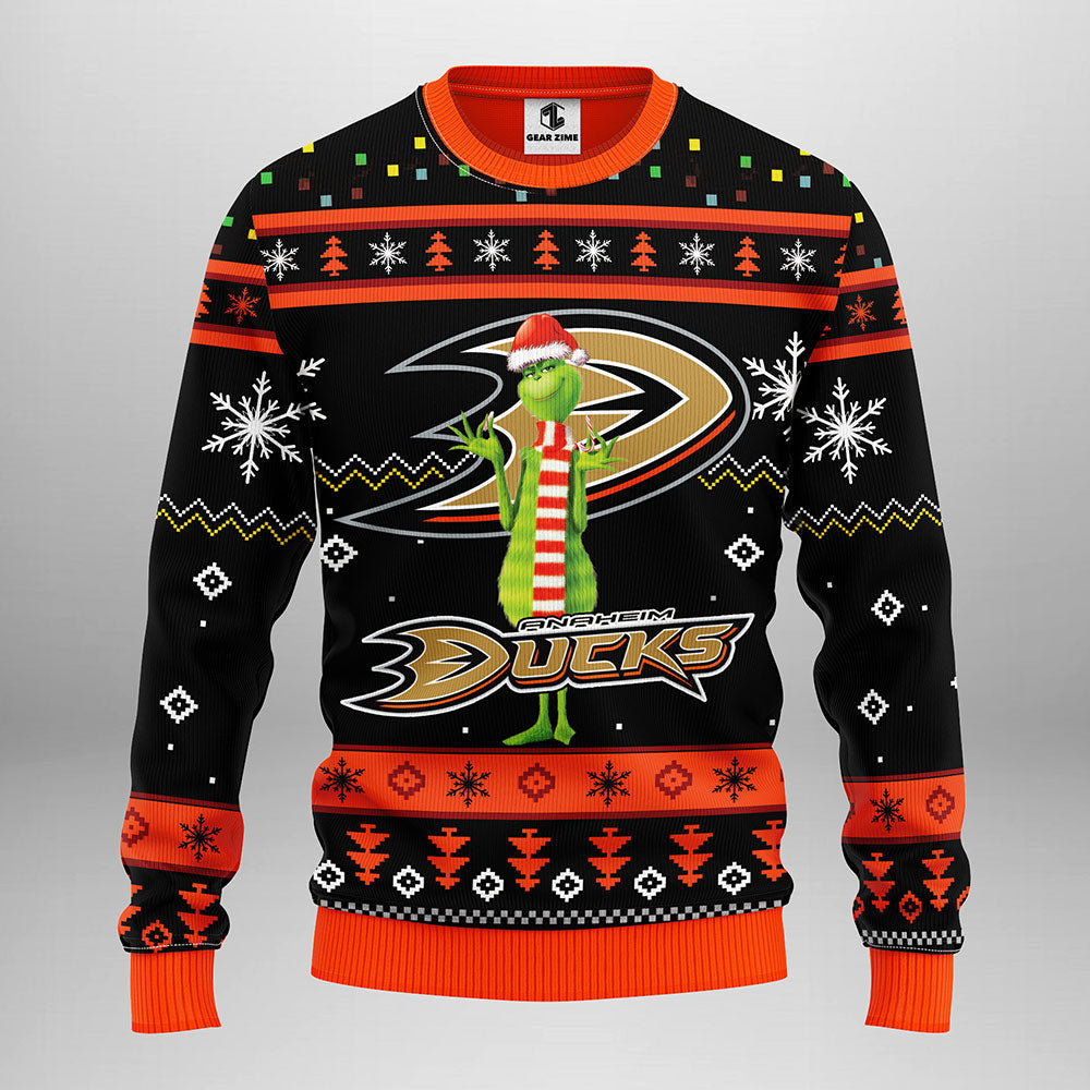 Anaheim Ducks Funny Grinch Ugly Christmas Sweater, Grinch Xmas Sweater Moonbestprint