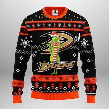 Anaheim Ducks Funny Grinch Ugly Christmas Sweater, Grinch Xmas Sweater Moonbestprint