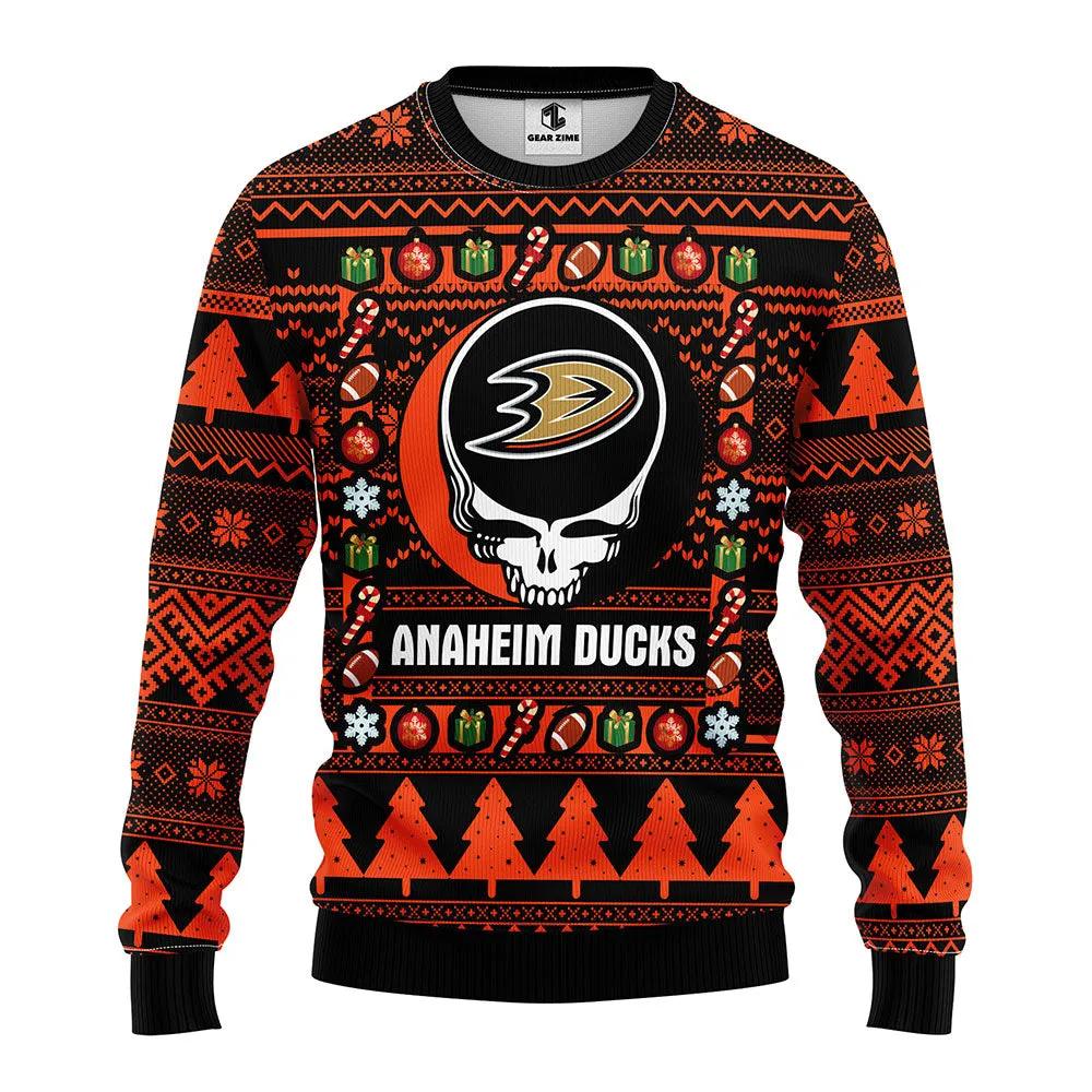 Anaheim Ducks Grateful Dead Ugly Christmas Sweater, NHL Christmas Sweater Moonbestprint