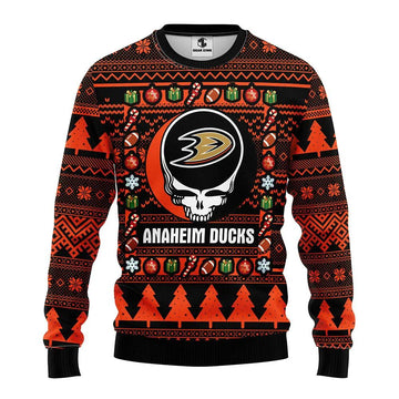 Anaheim Ducks Grateful Dead Ugly Christmas Sweater, NHL Christmas Sweater Moonbestprint