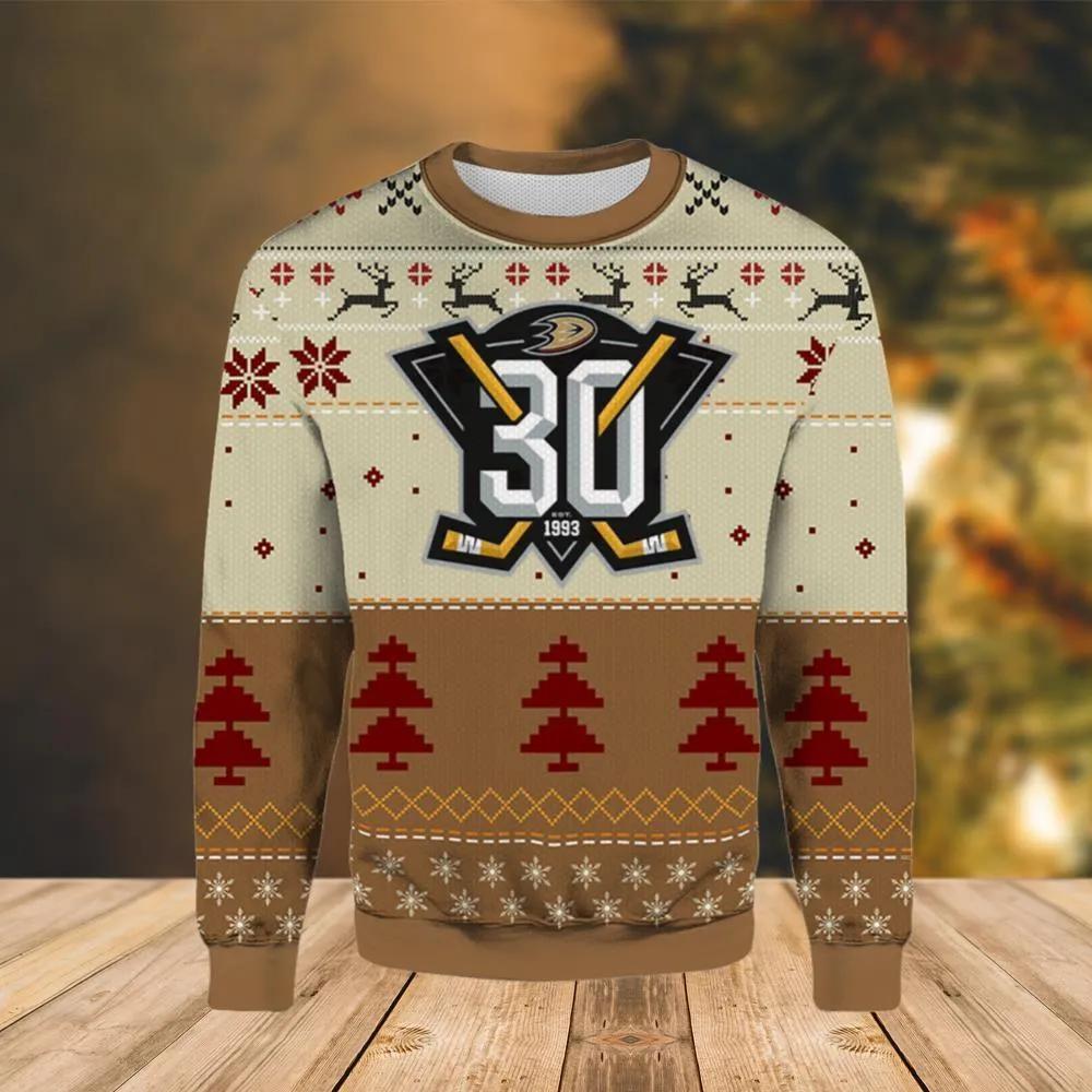 Anaheim Ducks Logo Ugly Christmas Sweater, NHL Christmas Sweater Moonbestprint