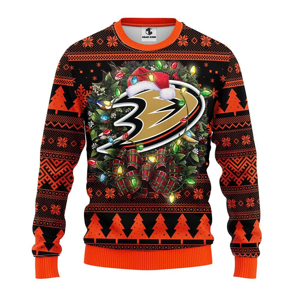 Anaheim Ducks Santa Hat Ugly Christmas Sweater, NHL Christmas Sweater Moonbestprint