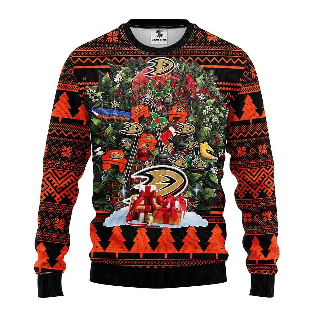Anaheim Ducks Tree Ugly Christmas Sweater, NHL Christmas Sweater Moonbestprint