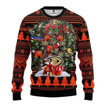 Anaheim Ducks Tree Ugly Christmas Sweater, NHL Christmas Sweater Moonbestprint