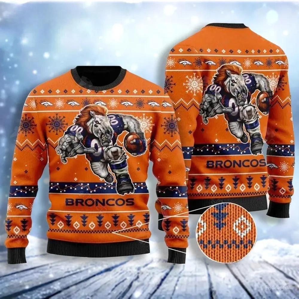 Anime Denver Broncos Ugly Christmas Sweater, NFL Christmas Sweater Moonbestprint