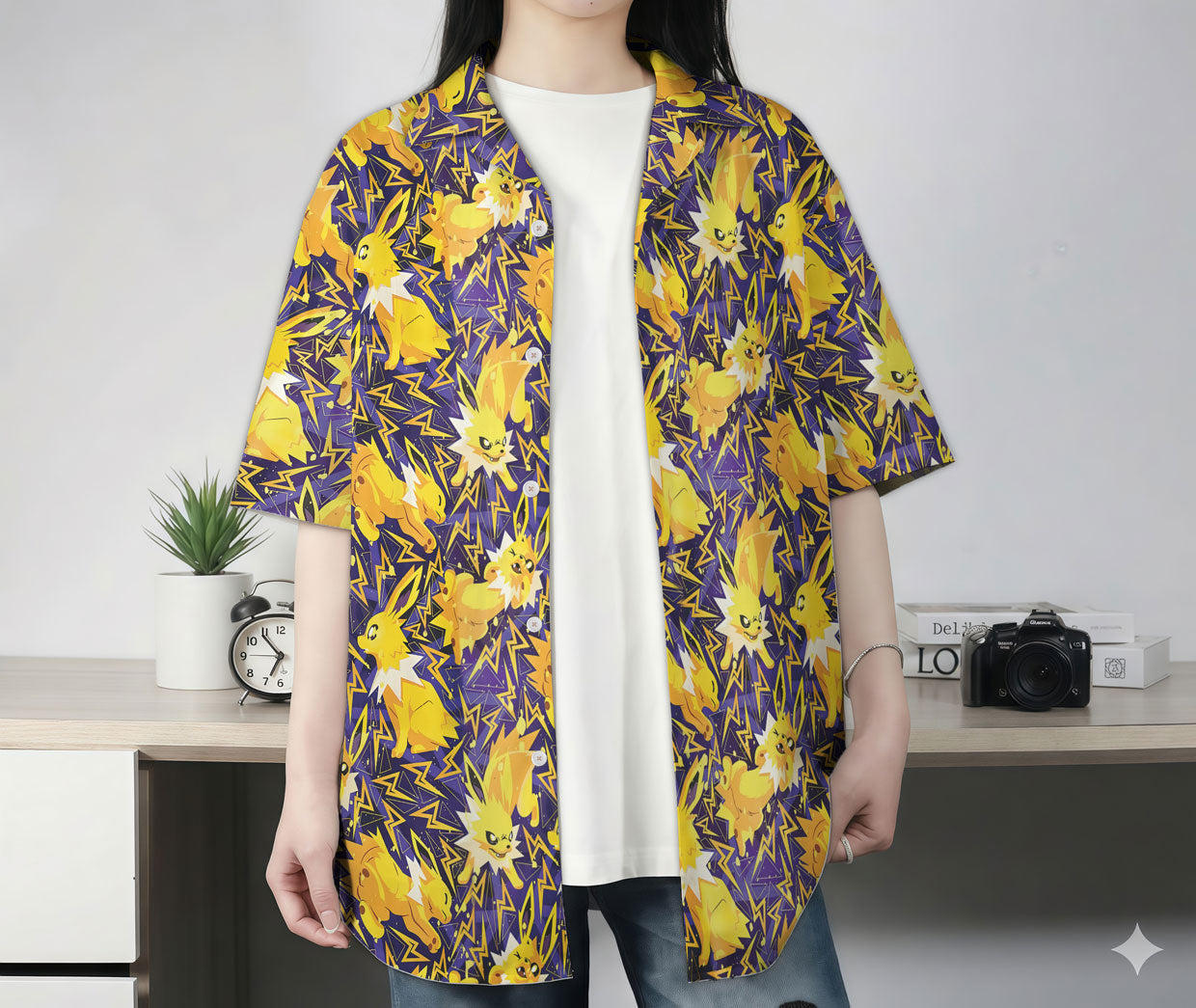 Anime Jolteon Electric Pattern Pokemon Hawaiian Shirt – Moonbestprint
