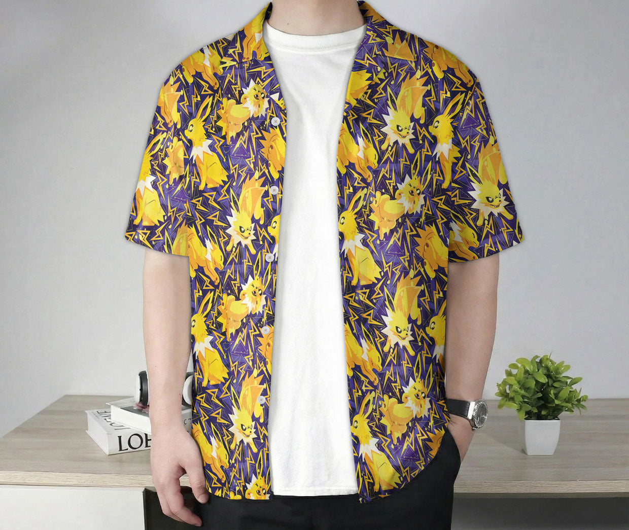 Anime Jolteon Electric Pattern Pokemon Hawaiian Shirt – Moonbestprint