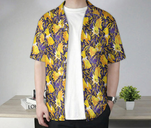 Anime Jolteon Electric Pattern Pokemon Hawaiian Shirt – Moonbestprint