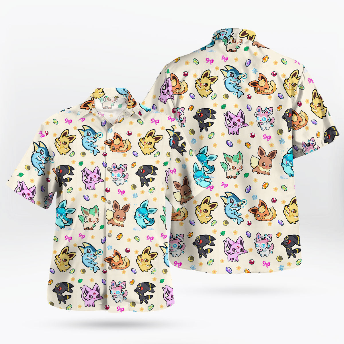 Anime Pokemon Cute Eeveelution Pattern Hawaiian Shirt – Moonbestprint