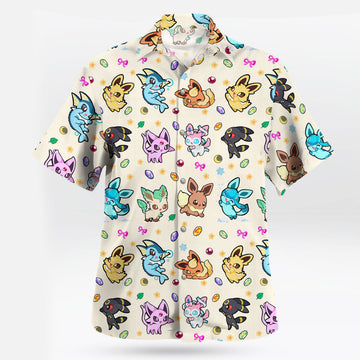 Anime Pokemon Cute Eeveelution Pattern Hawaiian Shirt – Moonbestprint
