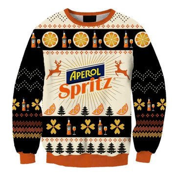 Aperol Spritz Christmas Four Leaf Clover Ugly Sweater – Moonbestprint