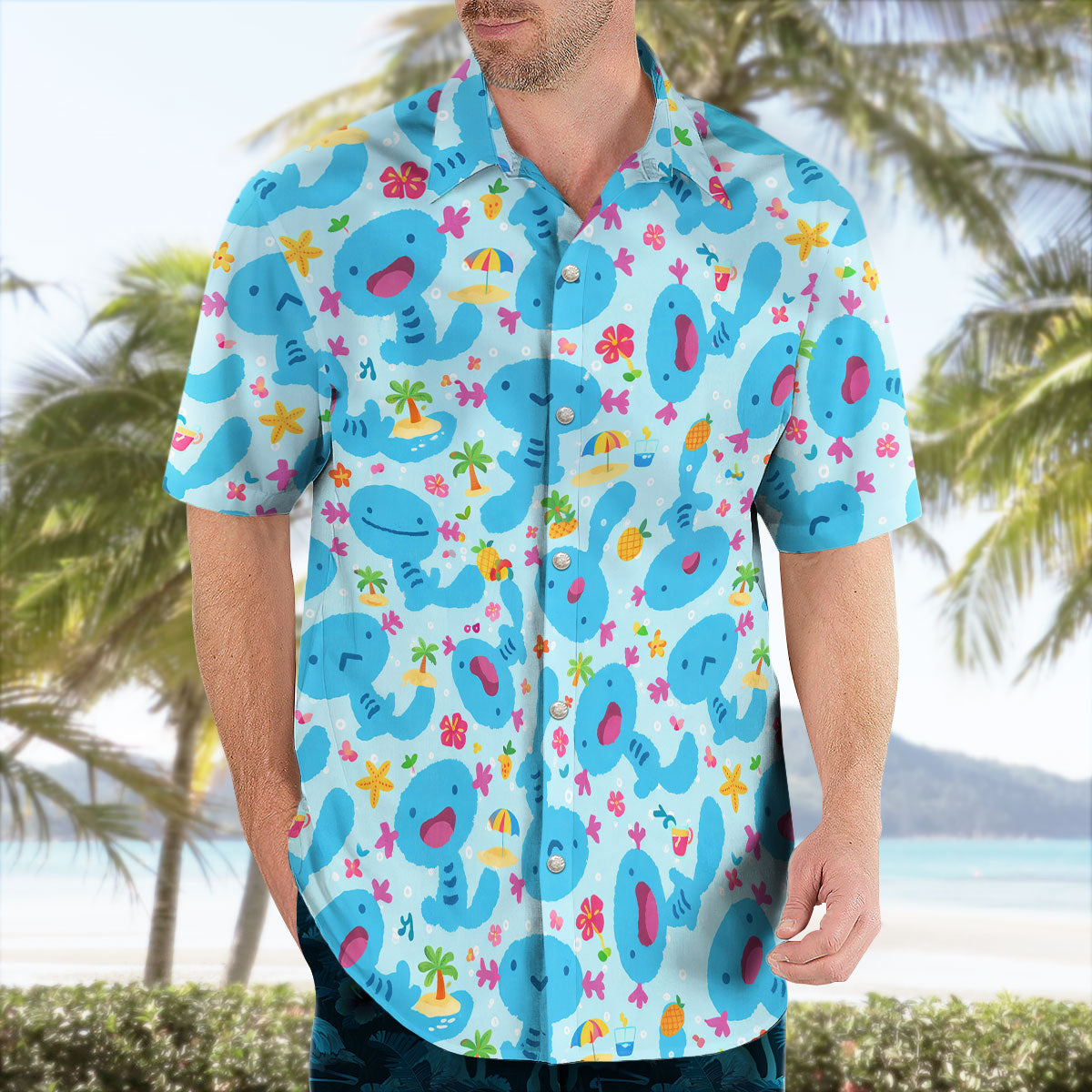 Aqua Blue Mudkip Pokemon Kawaii Tropical Hawaiian Shirt – Moonbestprint