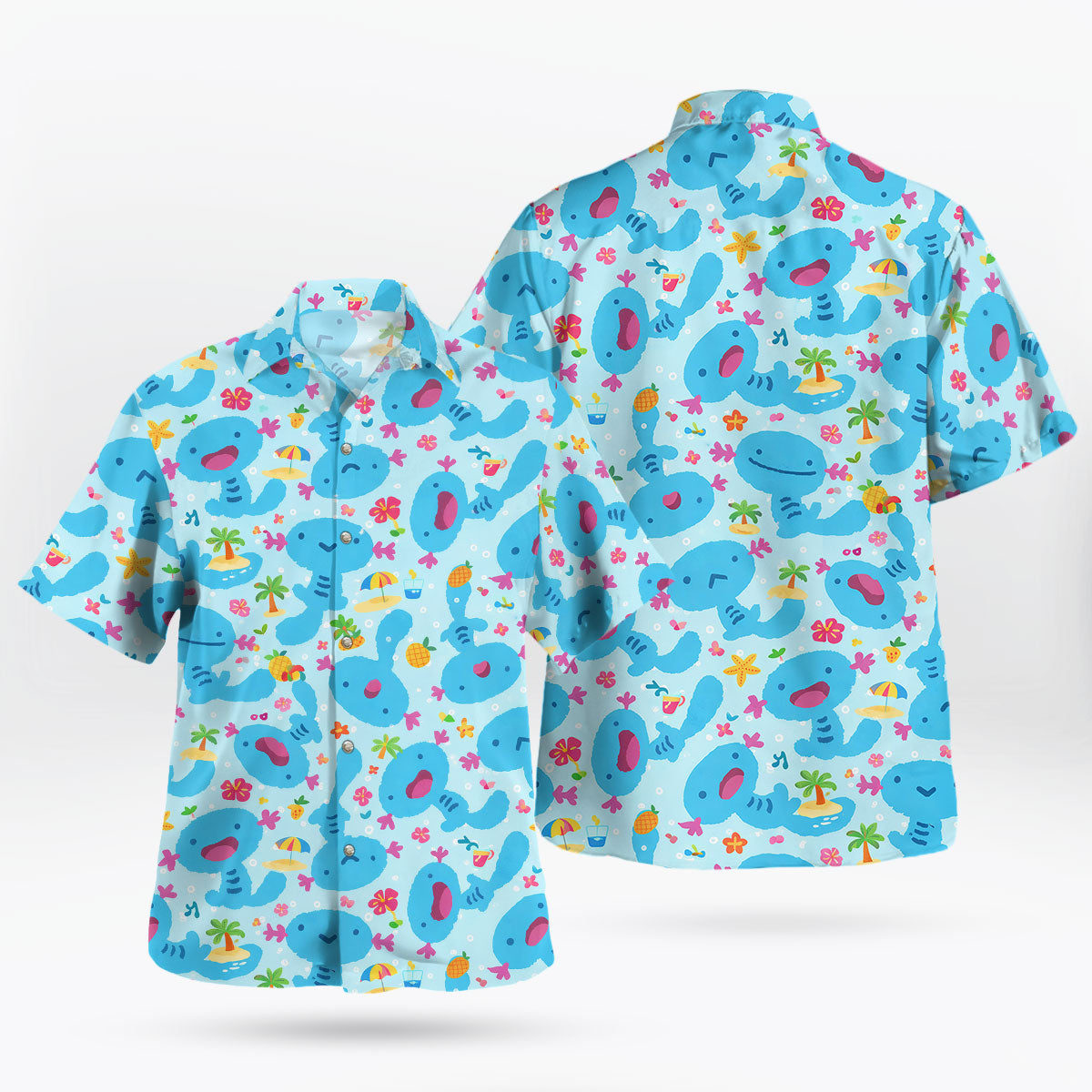 Aqua Blue Mudkip Pokemon Kawaii Tropical Hawaiian Shirt – Moonbestprint