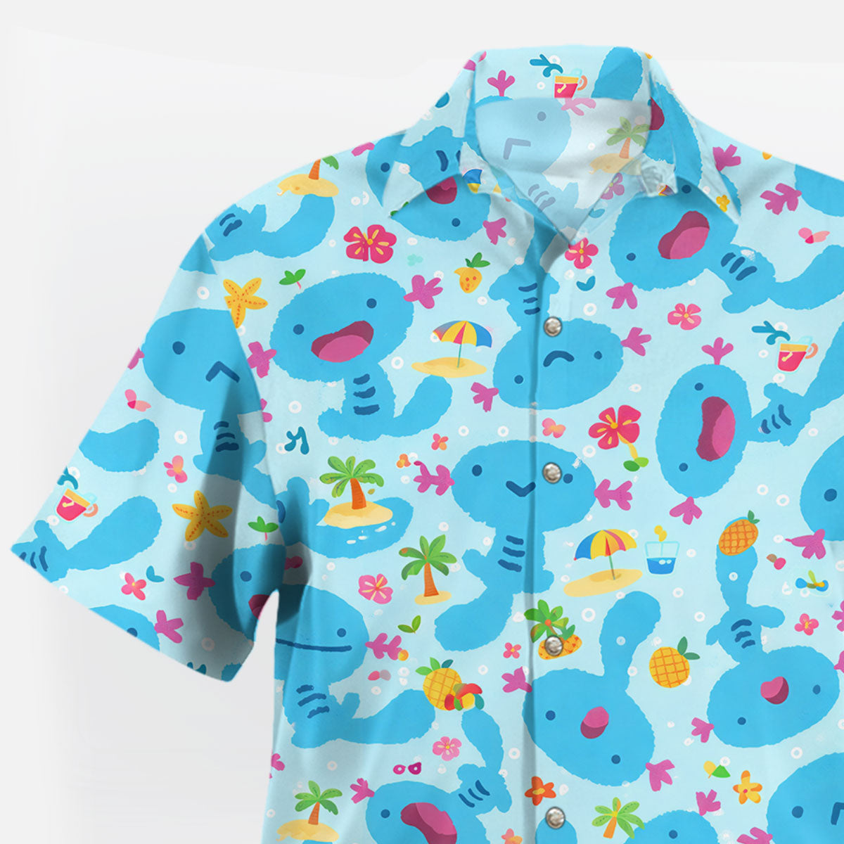 Aqua Blue Mudkip Pokemon Kawaii Tropical Hawaiian Shirt – Moonbestprint
