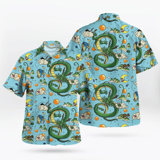 Aqua Blue Shenron Dragon Ball Z Hawaiian Shirt - Moonbestprint