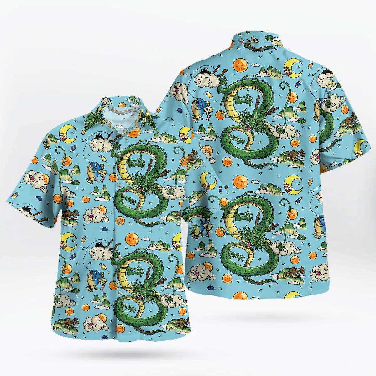 Aqua Blue Shenron Dragon Ball Z Hawaiian Shirt – Moonbestprint