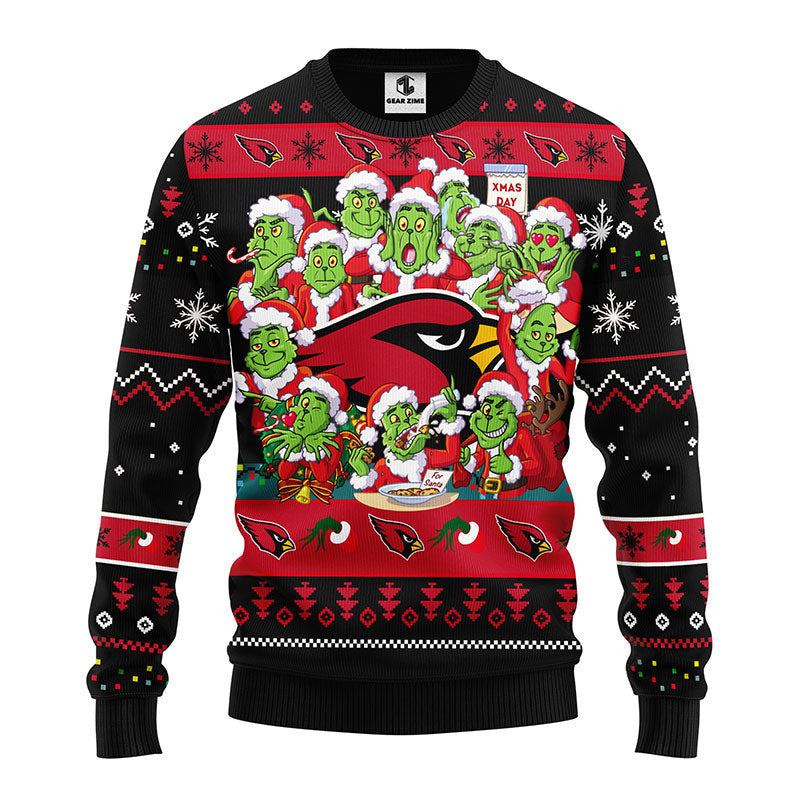 Arizona Cardinals 12 Grinch Xmas Day Ugly Christmas Sweater, Grinch Xmas Sweater, NFL Ugly Sweater Moonbestprint