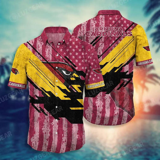 Arizona Cardinals American Flag Hawaiian Shirt, NFL Hawaiian Shirt Moonbestprint