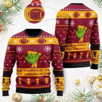 Arizona Cardinals American NFL Football Team Logo Cute Grinch Christmas Ugly Sweater, NFL Christmas Sweater Moonbestprint