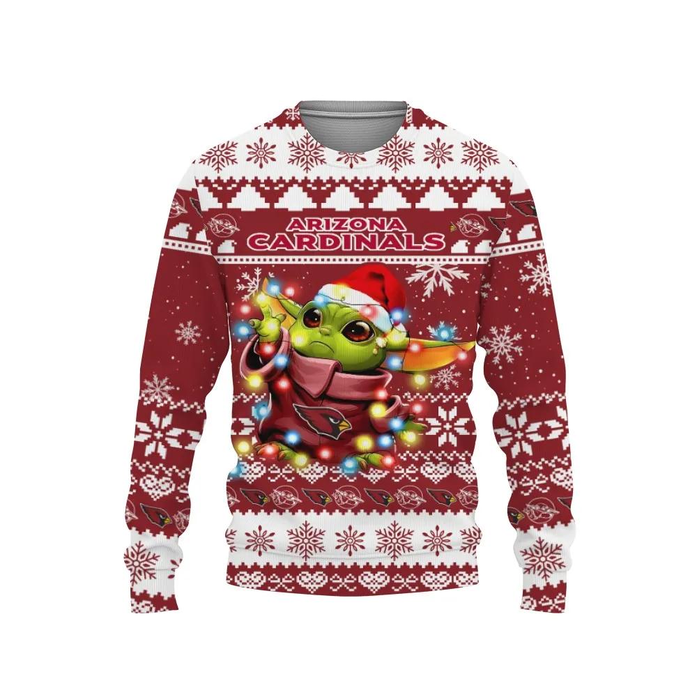 Arizona Cardinals Baby Yoda Star Wars Ugly Christmas Sweater, NFL Christmas Sweater Moonbestprint