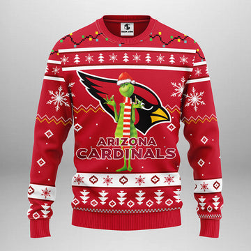Arizona Cardinals Funny Grinch Ugly Christmas Sweater, Grinch Xmas Sweater, NFL Ugly Sweater Moonbestprint