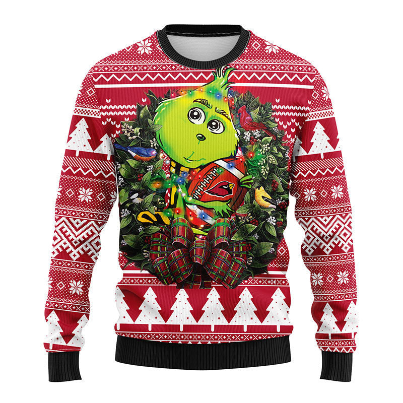 Arizona Cardinals Grinch Hug Ugly Christmas Sweater, Grinch Christmas Sweater, NFL Ugly Sweater Moonbestprint