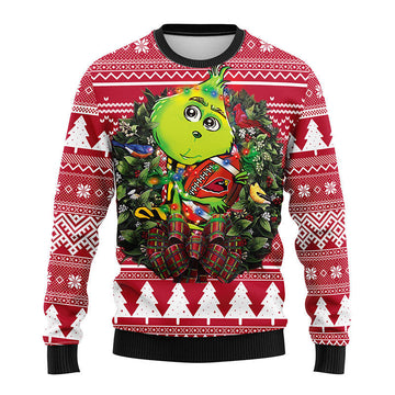 Arizona Cardinals Grinch Hug Ugly Christmas Sweater, Grinch Christmas Sweater, NFL Ugly Sweater Moonbestprint