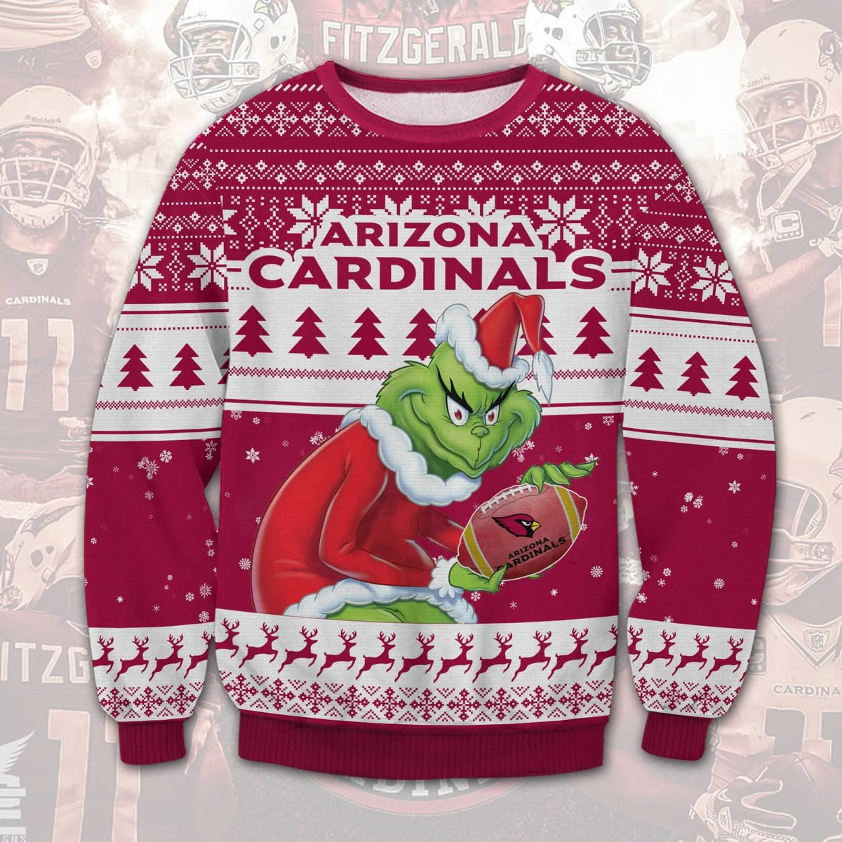 Arizona Cardinals Grinch Stolen Ugly Christmas Sweater, NFL Christmas Sweater Moonbestprint